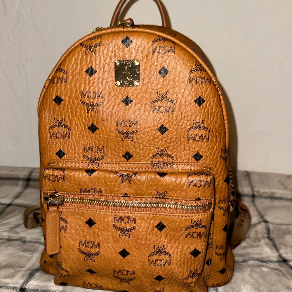 MCM brown and gold backpack. - Picture 1 of 9
